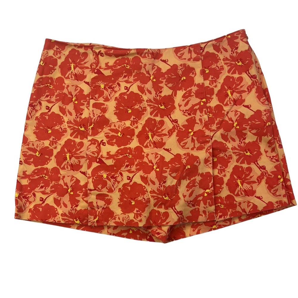 Style & Co. Women's Size 14 Floral Pleated Front Skirt Back Shorts Side Closure
